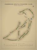 Fairwood Golf & Country Club course map poster, Vintage style, 12×16 / 18×24