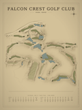 Falcon Crest Golf Club course map poster, Vintage style, 12×16 / 18×24