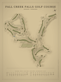 Fall Creek Falls Golf Course map poster, Vintage style, 12×16 / 18×24