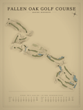 Fallen Oak Golf Course map poster, Vintage style, 12×16 / 18×24