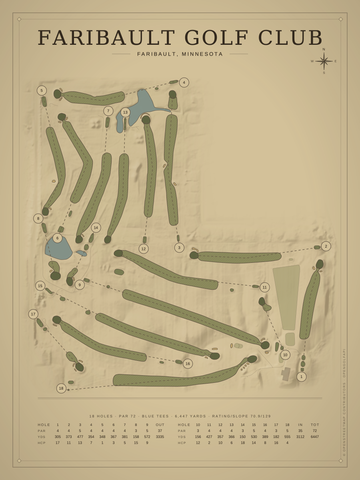 Faribault Golf Club Course Map poster