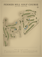 Fenner Hill Golf Course map poster, Vintage style, 12×16 / 18×24