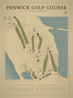 Fenwick Golf Course map poster, Vintage style, 12×16 / 18×24