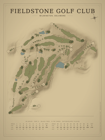 Fieldstone Golf Club Course Map poster