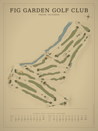 Fig Garden Golf Club course map poster, Vintage style, 12×16 / 18×24