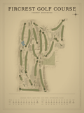 Fircrest Golf Course map poster, Vintage style, 12×16 / 18×24