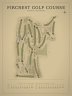 Fircrest Golf Course map poster, Vintage style, 12×16 / 18×24