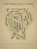 Five Ponds Golf Course map poster, Vintage style, 12×16 / 18×24