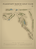 Flagstaff Ranch Golf Club course map poster, Vintage style, 12×16 / 18×24