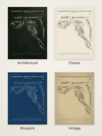Flagstaff Ranch Golf Club course map poster in four styles: Architectural, Classic, Blueprint and Vintage