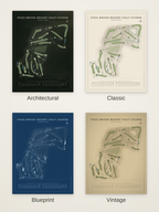 Fogg Brook Resort Golf Course map poster in four styles: Architectural, Classic, Blueprint and Vintage