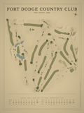 Fort Dodge Country Club course map poster, Vintage style, 12×16 / 18×24