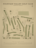 Fountain Valley Golf Club course map poster, Vintage style, 12×16 / 18×24
