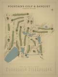 Fountains Golf & Banquet course map poster, Vintage style, 12×16 / 18×24