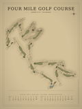 Four Mile Golf Course map poster, Vintage style, 12×16 / 18×24
