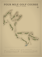 Four Mile Golf Course map poster, Vintage style, 12×16 / 18×24