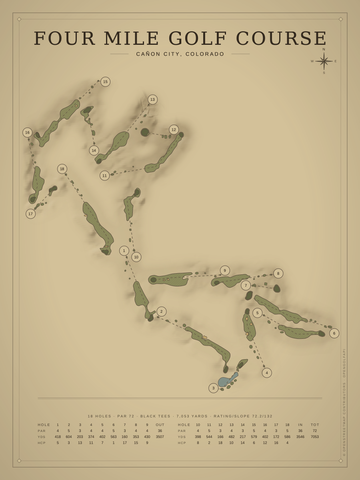 Four Mile Golf Course Map poster