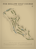 Fox Hollow Golf Course map poster, Vintage style, 12×16 / 18×24