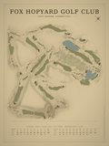 Fox Hopyard Golf Club course map poster, Vintage style, 12×16 / 18×24