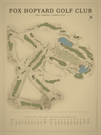 Fox Hopyard Golf Club course map poster, Vintage style, 12×16 / 18×24