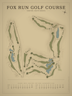 Fox Run Golf Course map poster, Vintage style, 12×16 / 18×24