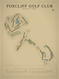 Foxcliff Golf Club course map poster, Vintage style, 12×16 / 18×24
