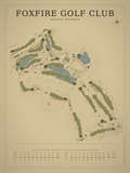 Foxfire Golf Club course map poster, Vintage style, 12×16 / 18×24