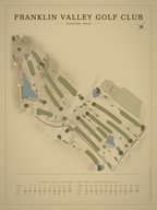 Franklin Valley Golf Club course map poster, Vintage style, 12×16 / 18×24