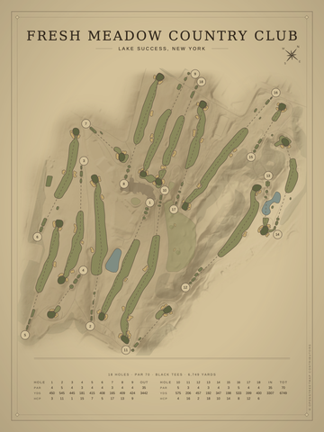 Fresh Meadow Country Club Course Map poster