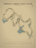 Frisco Lakes Golf Club course map poster, Vintage style, 12×16 / 18×24