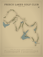 Frisco Lakes Golf Club course map poster, Vintage style, 12×16 / 18×24
