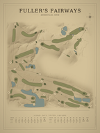Fuller's Fairways course map poster, Vintage style, 12×16 / 18×24