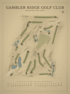 Gambler Ridge Golf Club course map poster, Vintage style, 12×16 / 18×24