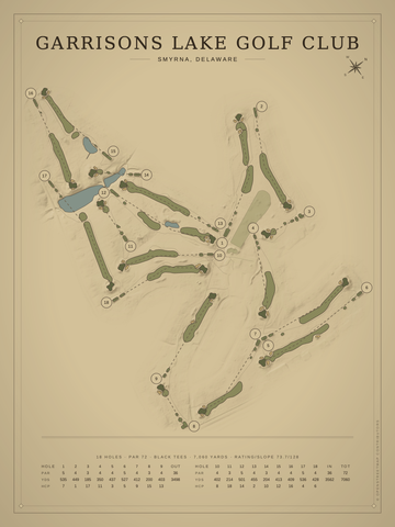 Garrisons Lake Golf Club Course Map poster