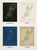 Genesee Valley Golf Course South course map poster in four styles: Architectural, Classic, Blueprint and Vintage