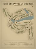 Gibson Bay Golf Course map poster, Vintage style, 12×16 / 18×24