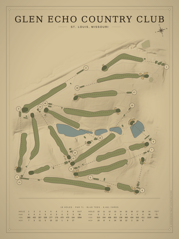 Glen Echo Country Club Course Map poster