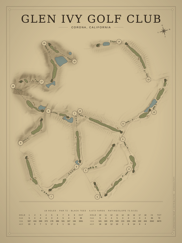 Glen Ivy Golf Club Course Map poster