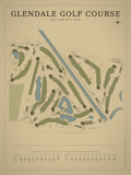 Glendale Golf Course map poster, Vintage style, 12×16 / 18×24