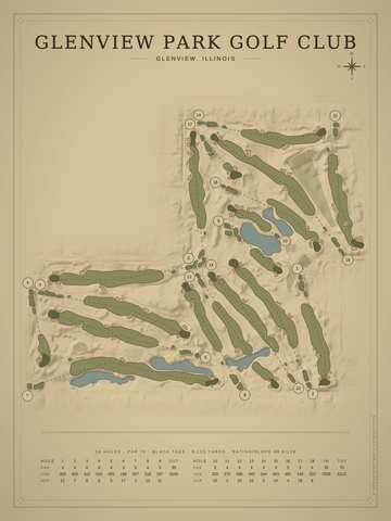 Glenview Park Golf Club Course Map poster