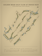 Golden Bear Golf Club at Indigo Run course map poster, Vintage style, 12×16 / 18×24