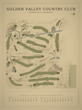 Golden Valley Country Club course map poster, Vintage style, 12×16 / 18×24