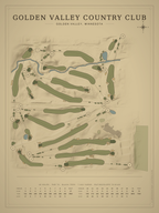 Golden Valley Country Club course map poster, Vintage style, 12×16 / 18×24