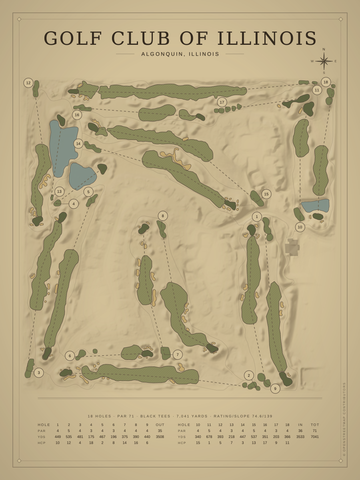 Golf Club of Illinois Course Map poster