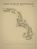 Golf Club of Wentzville course map poster, Vintage style, 12×16 / 18×24