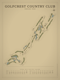 Golfcrest Country Club course map poster, Vintage style, 12×16 / 18×24