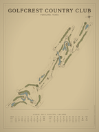 Golfcrest Country Club course map poster, Vintage style, 12×16 / 18×24