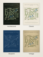 Grand Canyon University Golf Course map poster in four styles: Architectural, Classic, Blueprint and Vintage