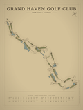 Grand Haven Golf Club course map poster, Vintage style, 12×16 / 18×24