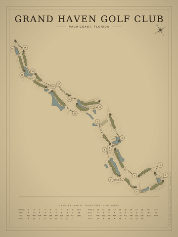Grand Haven Golf Club Course Map poster